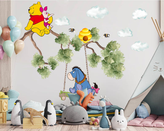 Winnie the Pooh Swing Wall Decal - Girls' Room Decor - BR427