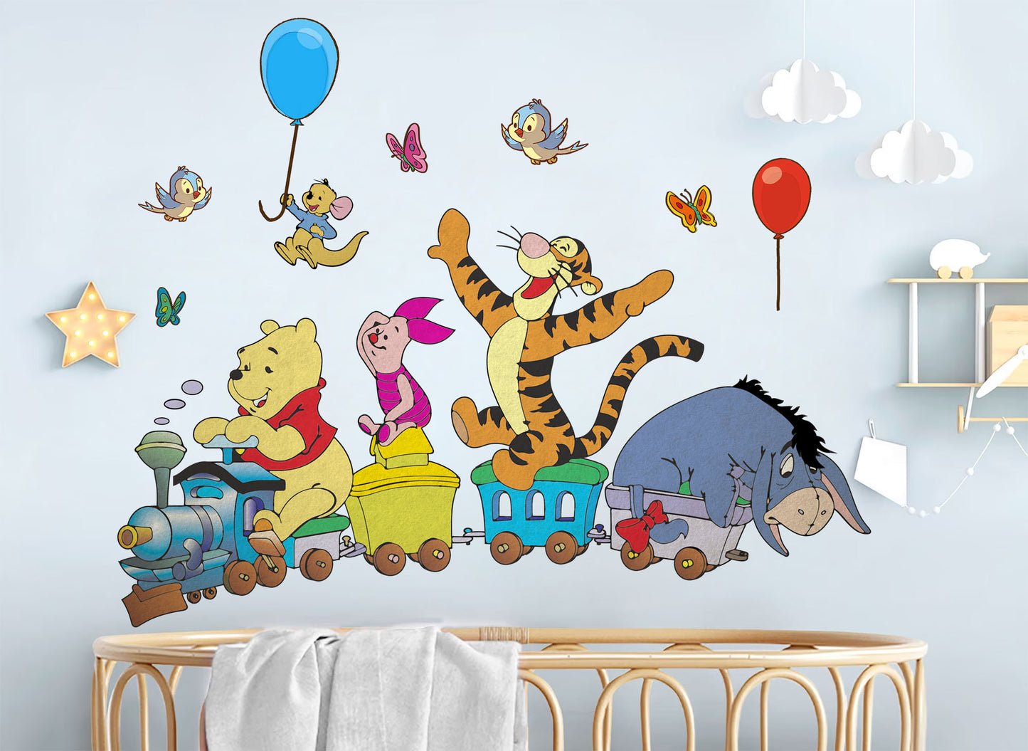 Winnie the Pooh Train Ride Wall Decal - Girls' Room Decor - BR450