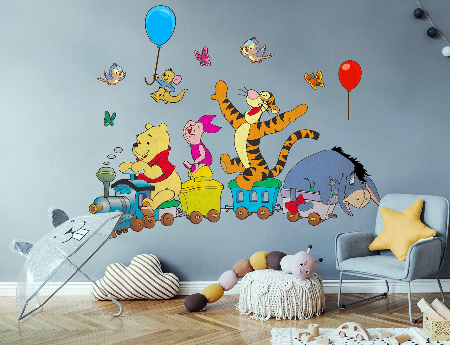 Winnie the Pooh Train Ride Wall Decal - Girls' Room Decor - BR450