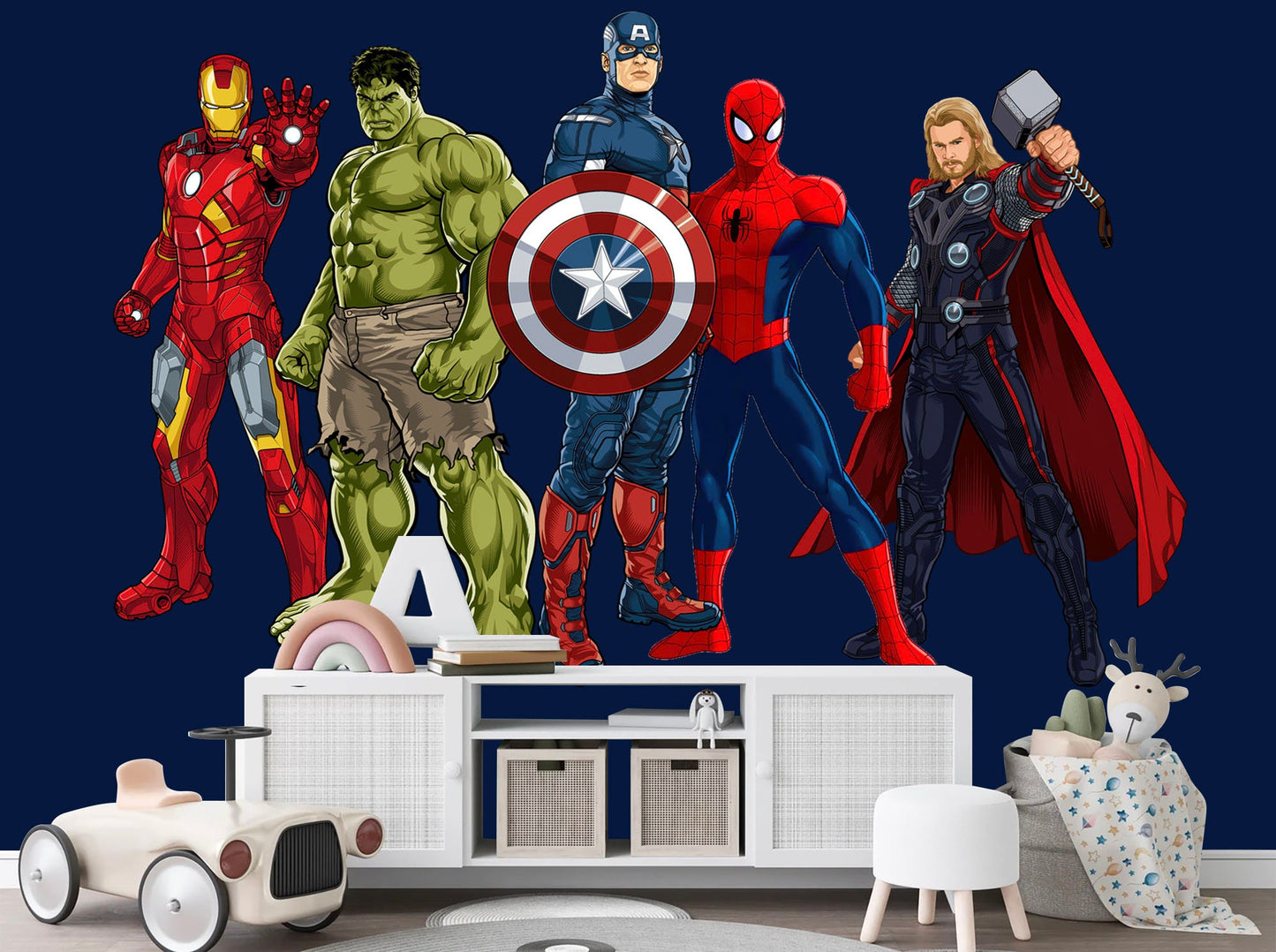 Standing Superhero Avengers Wall Decal - Spiderman Captain America Hulk Iron Man - Boy Bedroom Decor - BR453