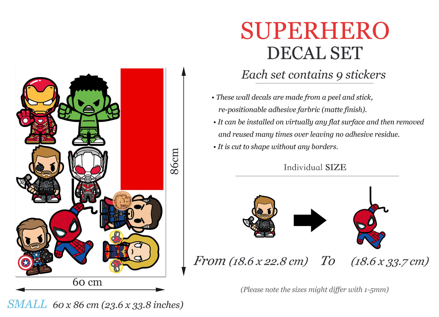 Custom Personalized Name with Baby Avengers Superhero Nursery Wall Decal - Hulk Spiderman Iron Man Captain America - BR452