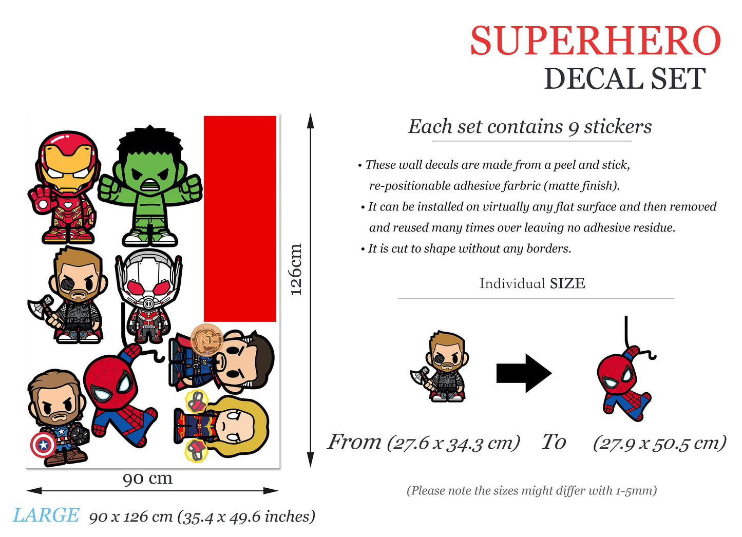 Custom Personalized Name with Baby Avengers Superhero Nursery Wall Decal - Hulk Spiderman Iron Man Captain America - BR452