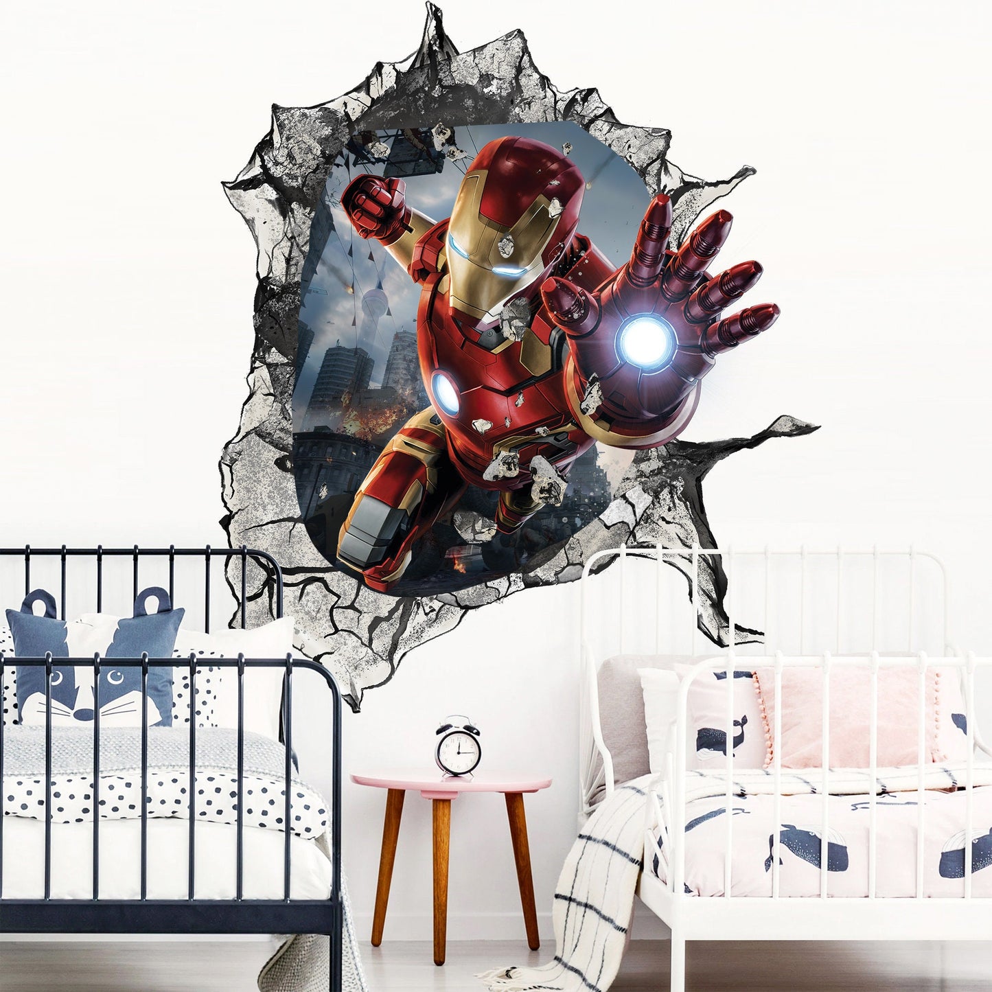 Avengers Superhero Warzone Iron Man Bursting Through - 3D Superhero Wall Decal - SP001