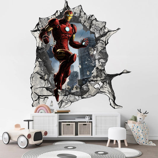 Avengers Superhero Iron Man Wall Decal for Kids' Room - Wall Breaking Design - SP002
