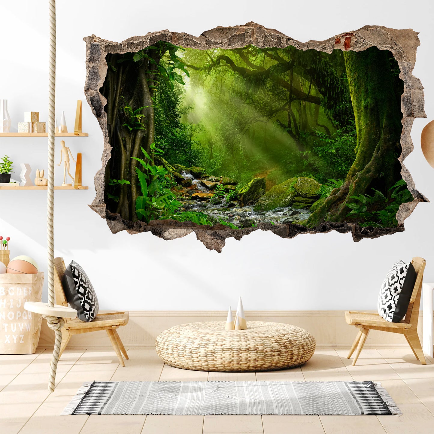 Sunlight Jungle Radiance 3D Broken Wall Decal - Removable Peel and Stick - BW010