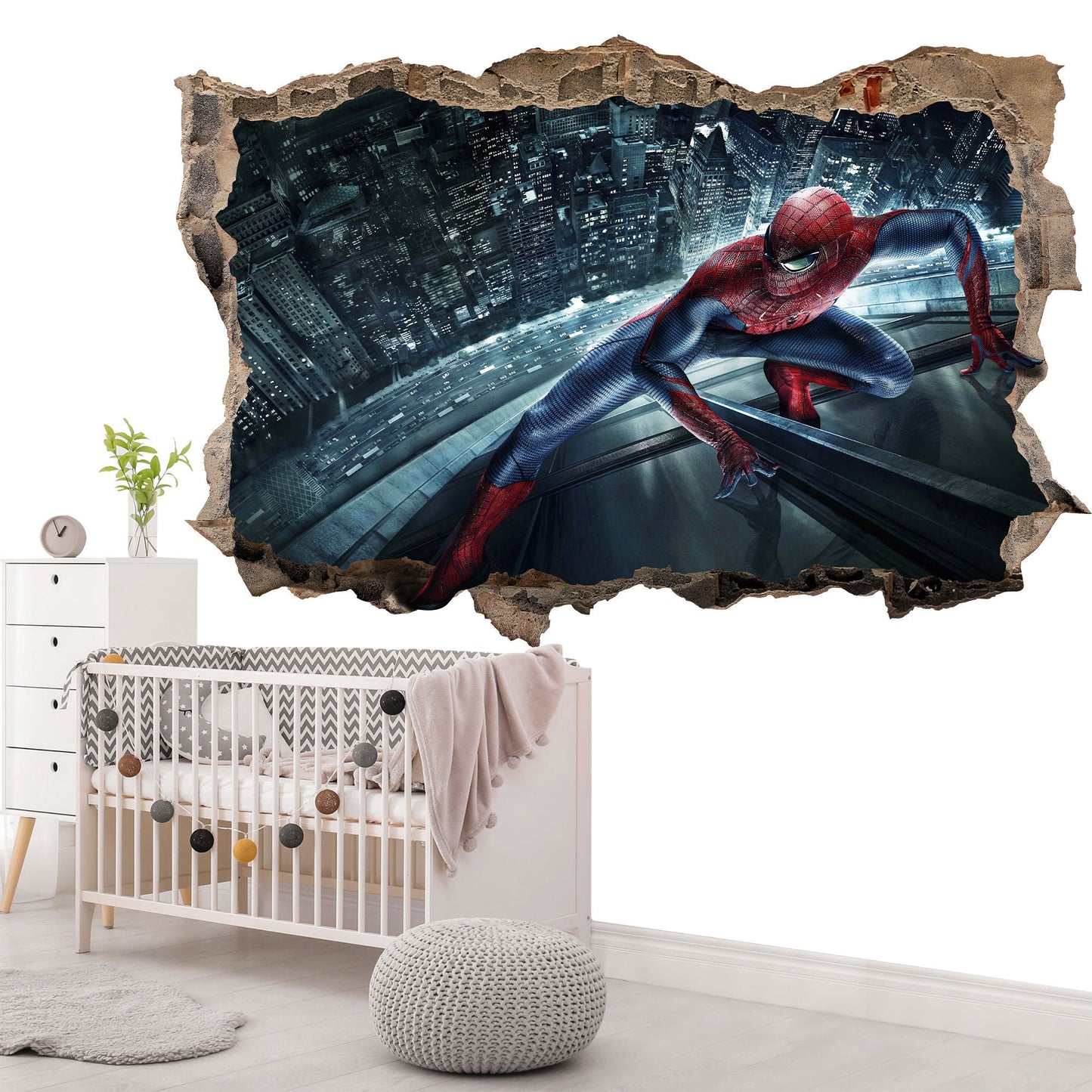 Avengers Superhero Spidey Broken 3D Wall Decal - Skyscraper Scene - SP024