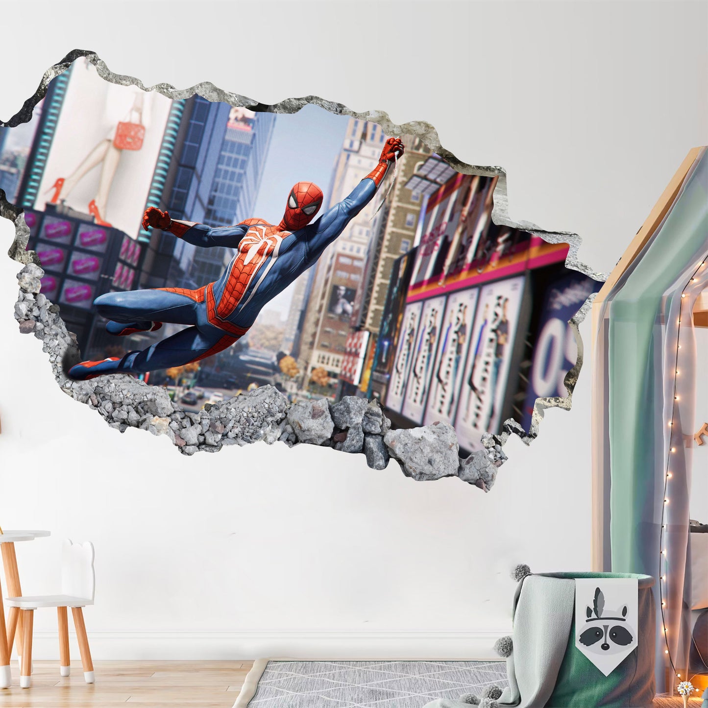 Avengers Superhero Cityscape Spider-Man Breaking out Wall Decal - SP027