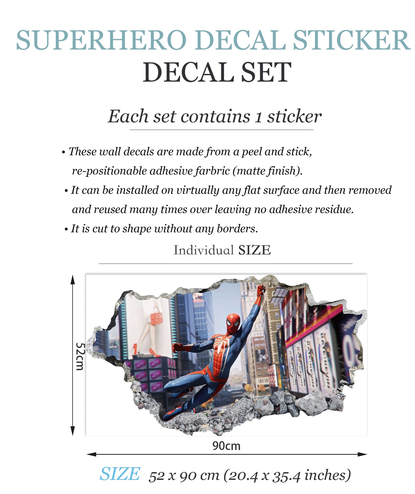 Avengers Superhero Cityscape Spider-Man Breaking out Wall Decal - SP027