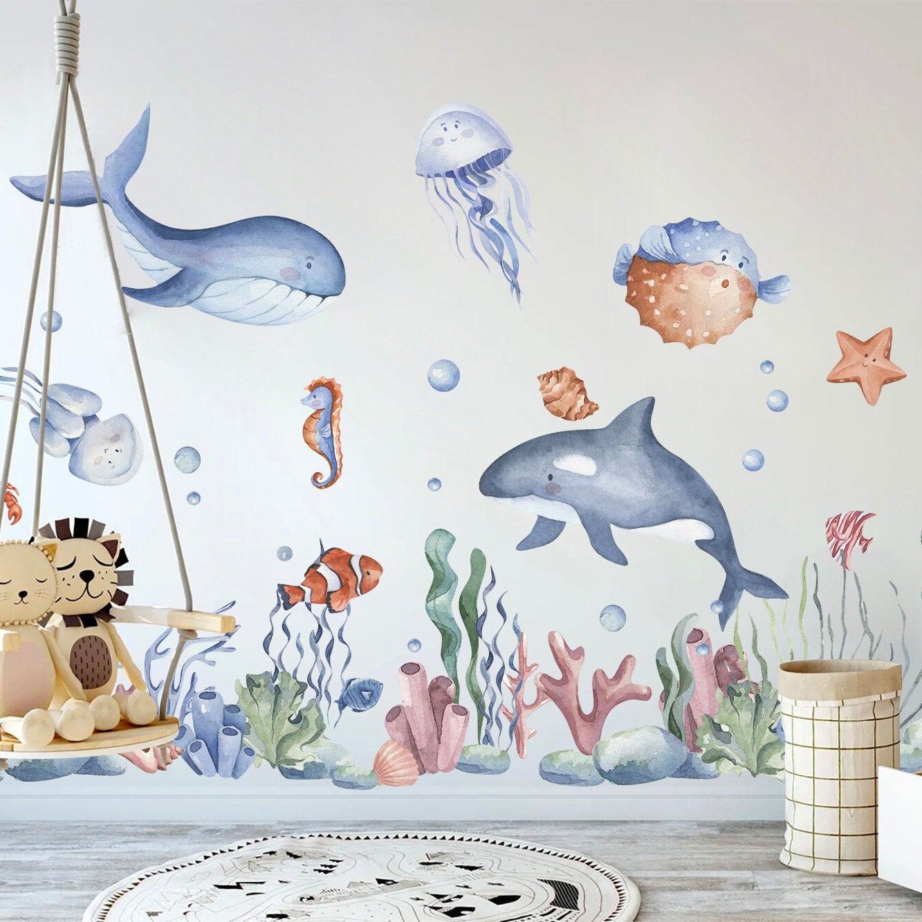 Undersea Adventure - Marine Babies Wall Decal - Removable Peel and Stick - BR135