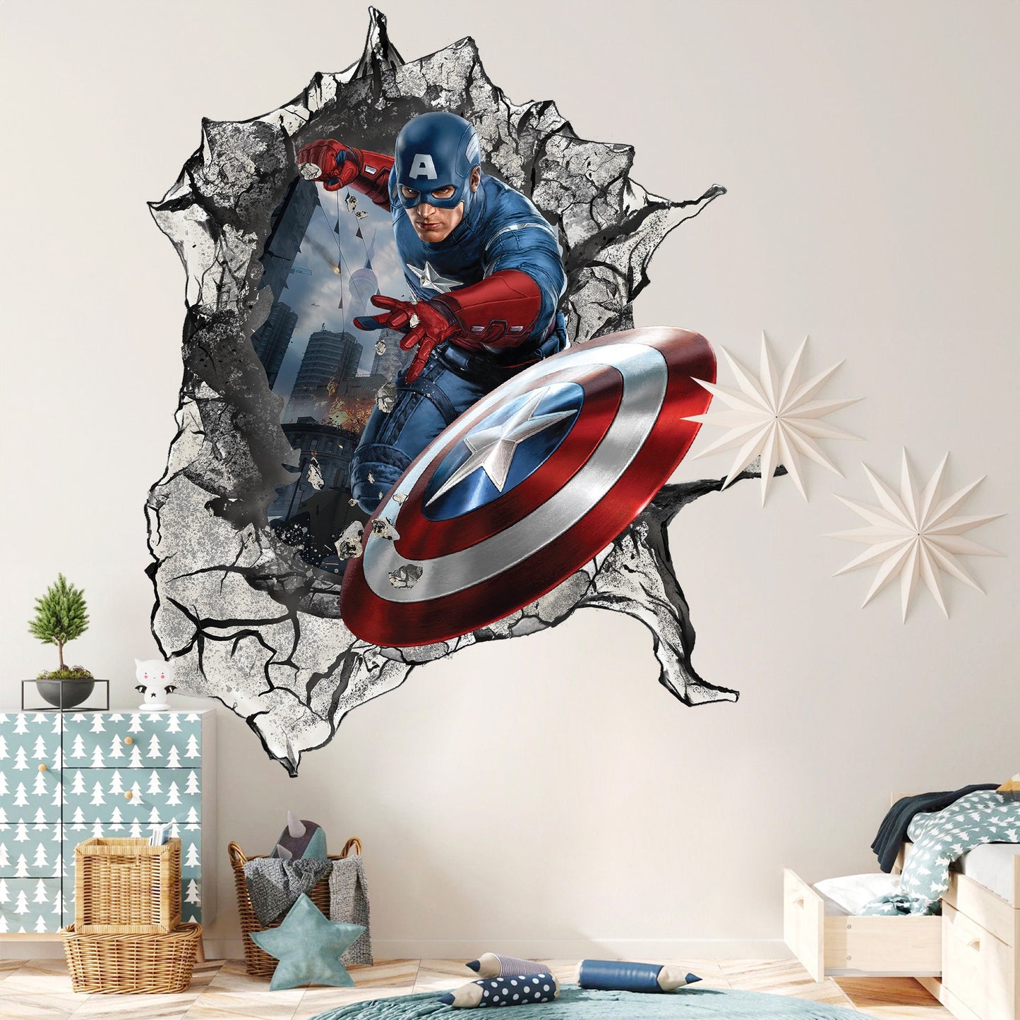 Avengers Superhero Adventurous 3D Captain America Wall Decal - Kids' Room - SP006