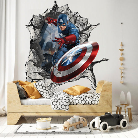 Avengers Superhero Adventurous 3D Captain America Wall Decal - Kids' Room - SP006
