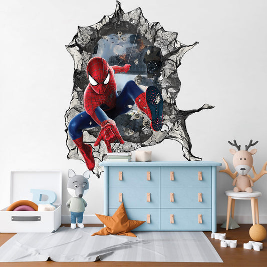 Avengers Superhero Wall Decal - Dynamic Room Decor - Spider-Man Jumping Out Edition - SP007