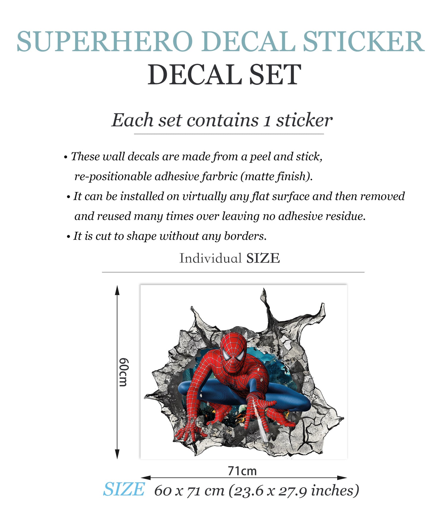 Avengers Superhero Wall Decal - 3D Spider-Man Heroic Breakthrough - Kids' Gift - SP008