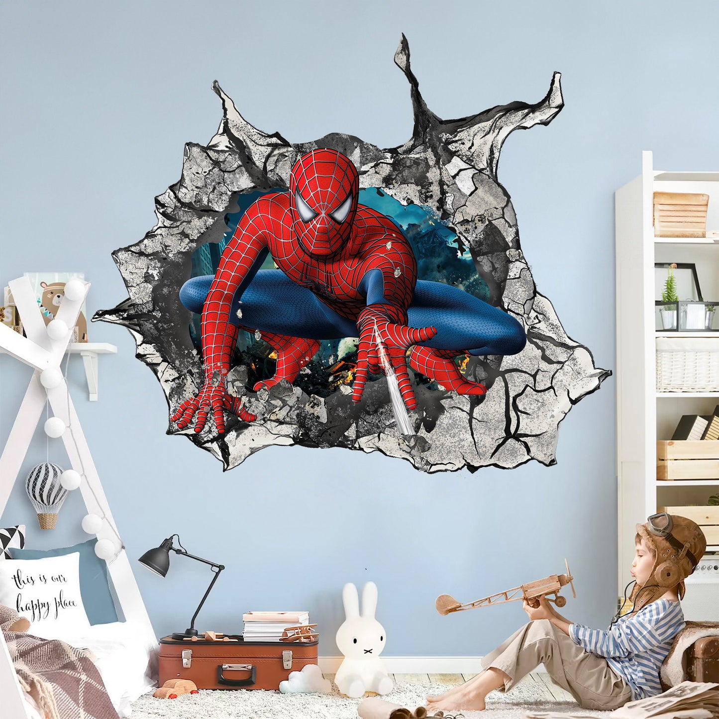 Avengers Superhero Wall Decal - 3D Spider-Man Heroic Breakthrough - Kids' Gift - SP008