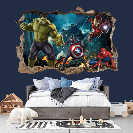 Marvel Avengers Superhero Battle-Ready 3D Wall Decal - Removable Peel and Stcik - SP020