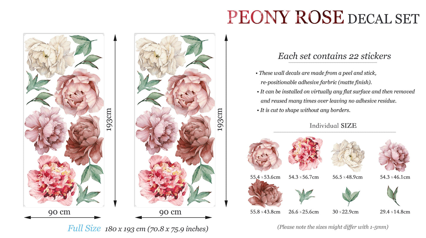 Classic Pink&Purple Peonies Wall Decal - BR031