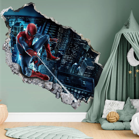 Avengers Superhero Spider Man Skyscraper Web Soar Wall Decal - SP025
