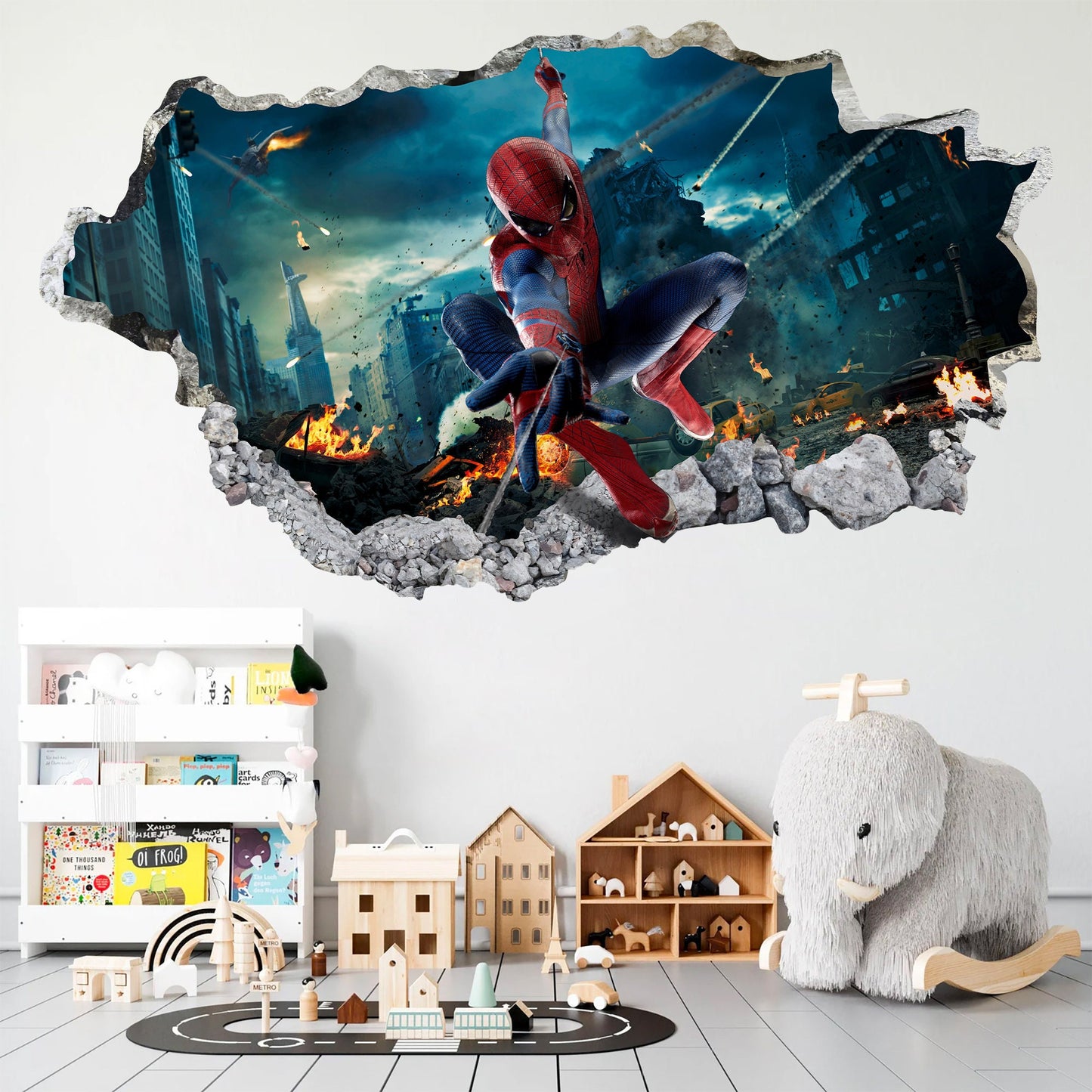 Avengers Superhero Spider-Man Soaring Amidst the Battlefield  Wall Decal - SP028