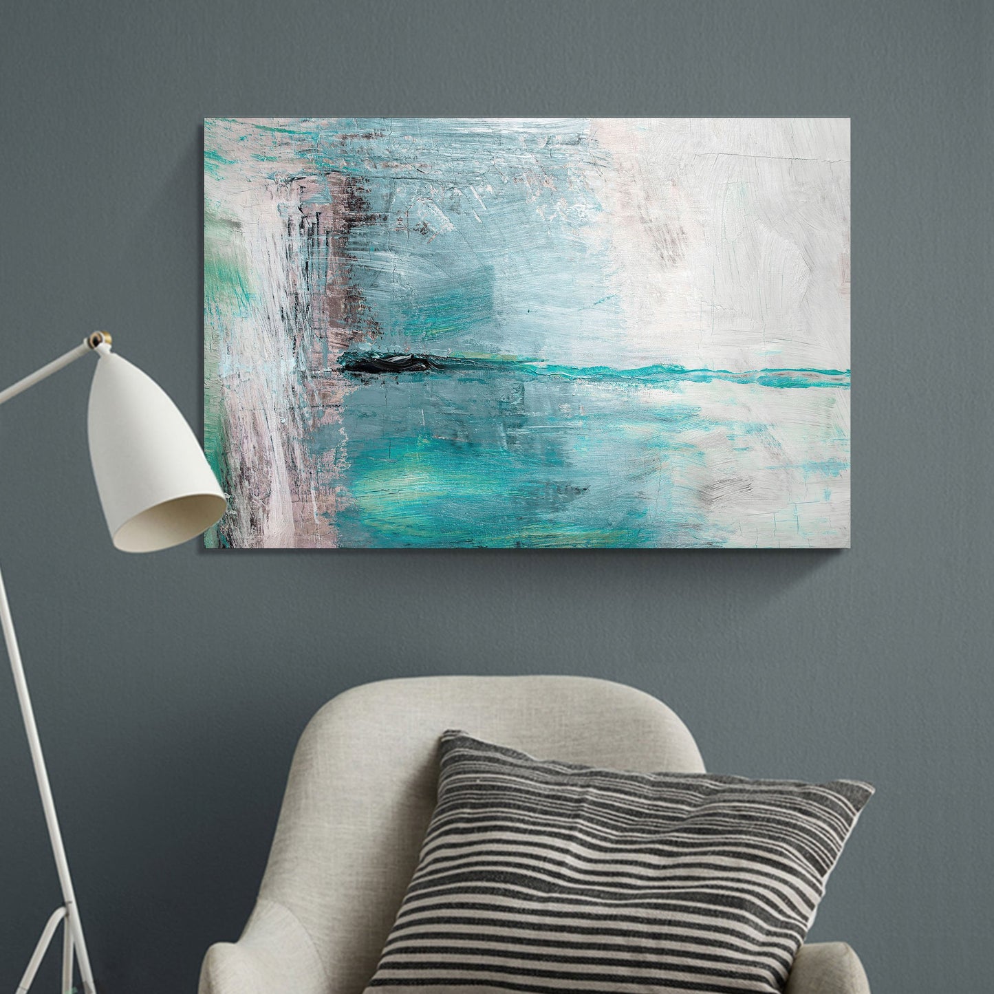 Abstract Blue Framed Canvas Wall Art Print Ready to Hang Watercolor Wall Prints