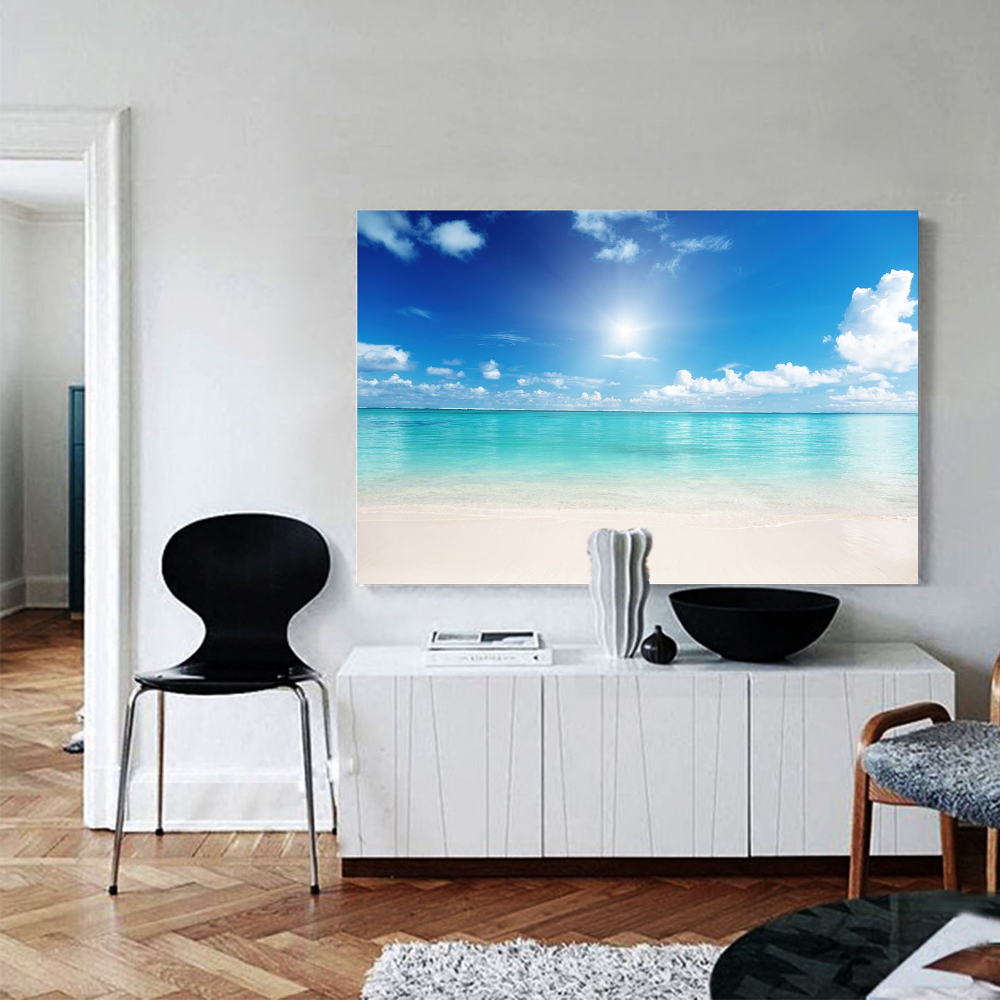 Framed Canvas prints seascape print Sun Beach ocean view time-lapse white sand