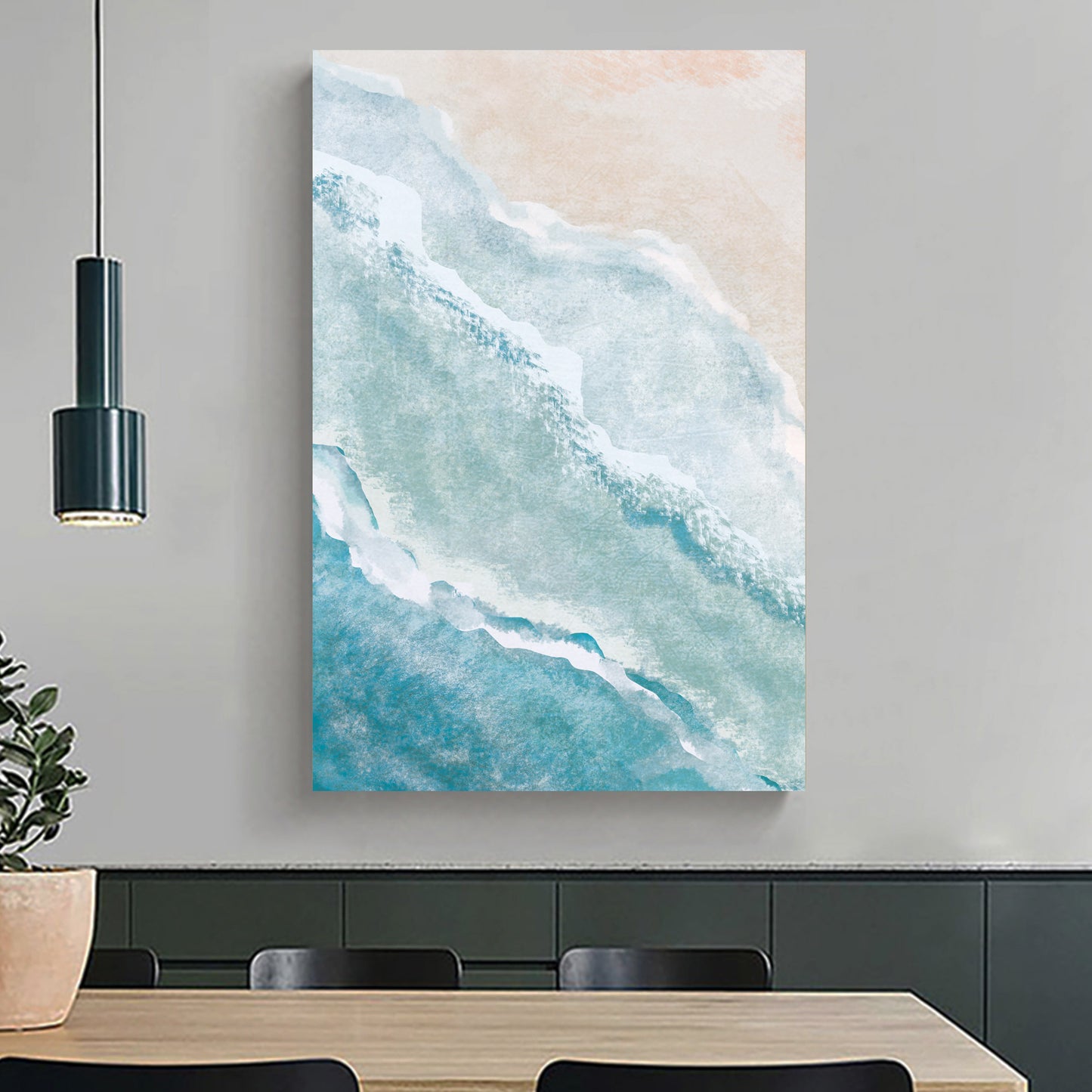 Abstract Wave Sea Ocean Framed Canvas Wall Art Print Ready to Hang Wall Prints