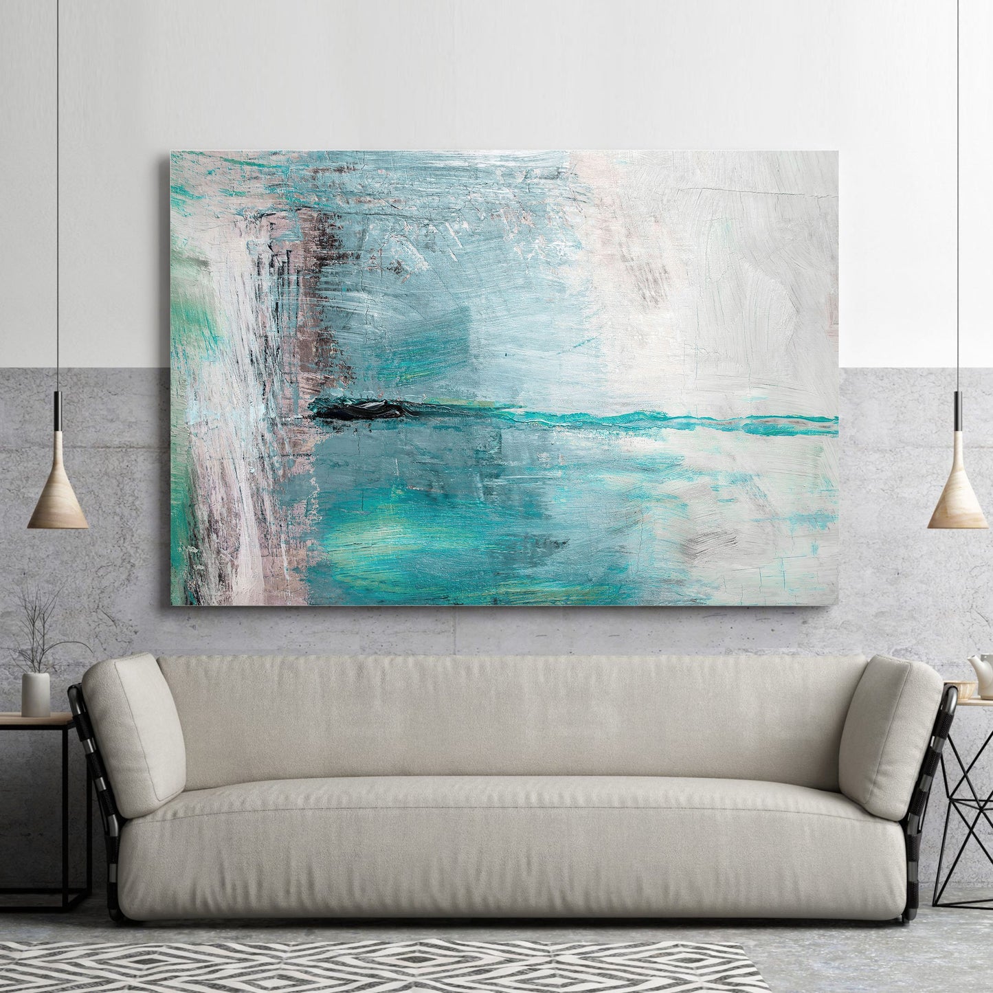 Abstract Blue Framed Canvas Wall Art Print Ready to Hang Watercolor Wall Prints