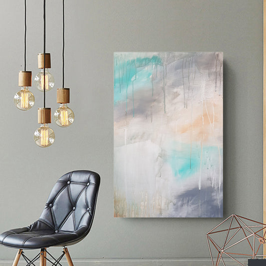 Abstract Blue Grey Orange Framed Canvas Wall Art Print Ready to Hang Wall Prints