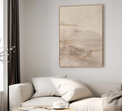 Neutral Abstract Landscape Canvas Print, Beige Mountain Wall Art-AB466
