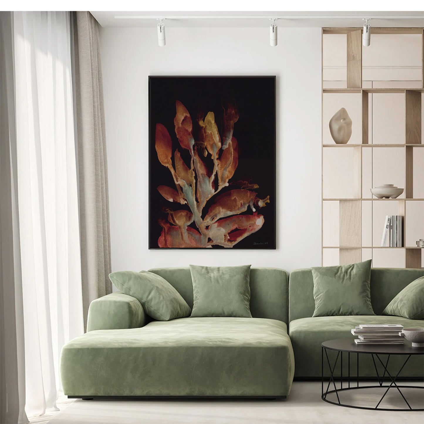 Dark Botanical Canvas Print, Moody Floral Wall Art Decor-AB468
