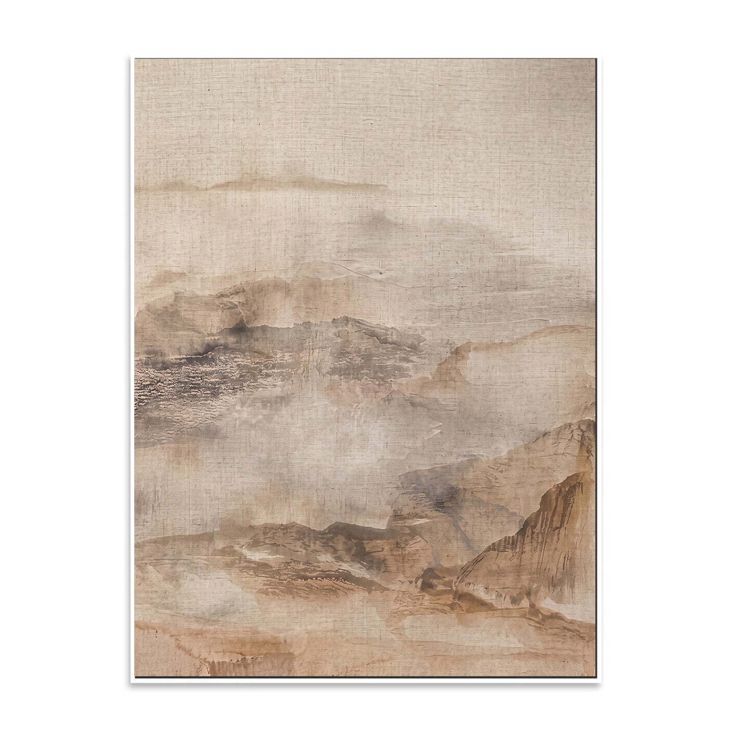 Neutral Abstract Landscape Canvas Print, Beige Mountain Wall Art-AB466