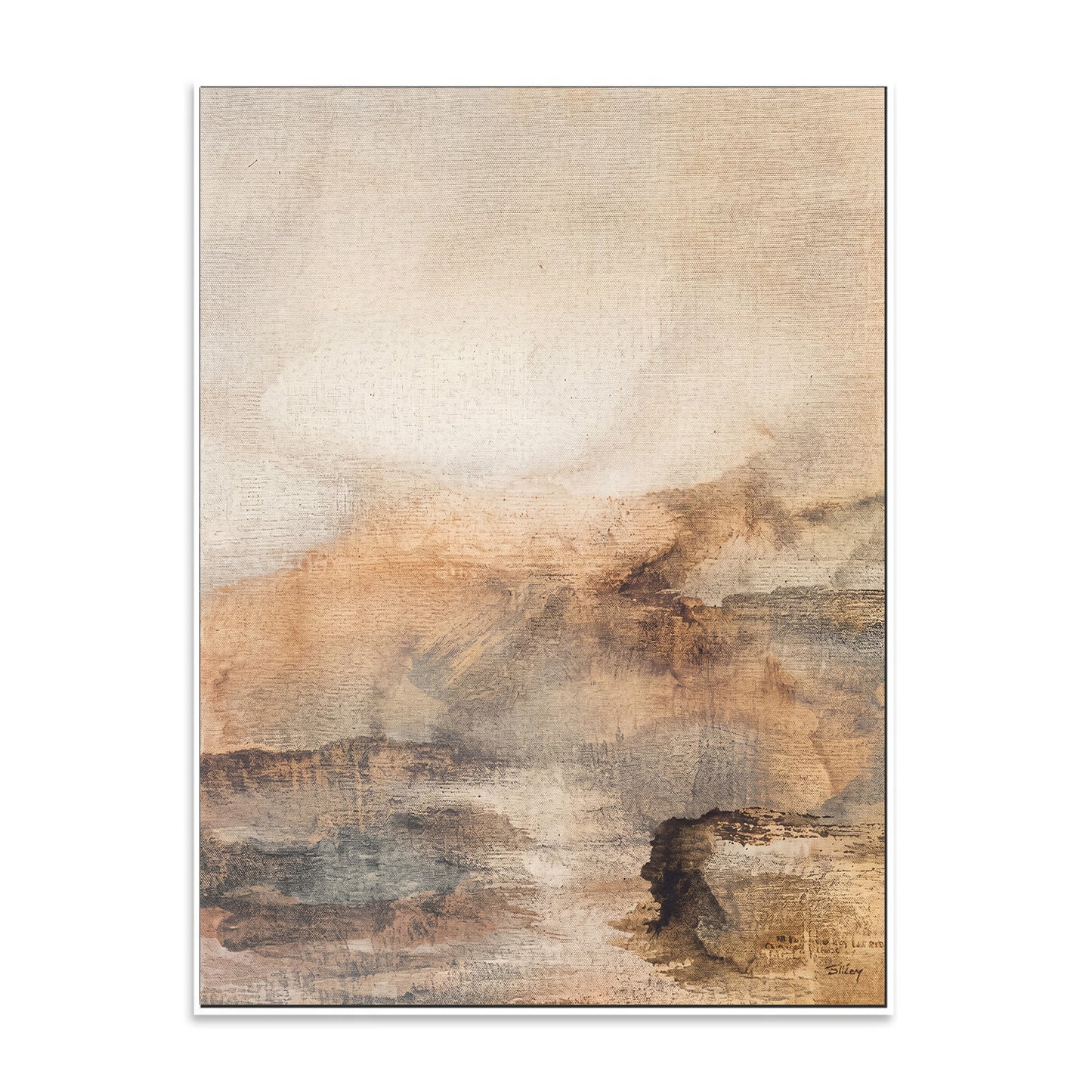 Warm Abstract Landscape Canvas Print, Earth Tone Wall Art-AB467