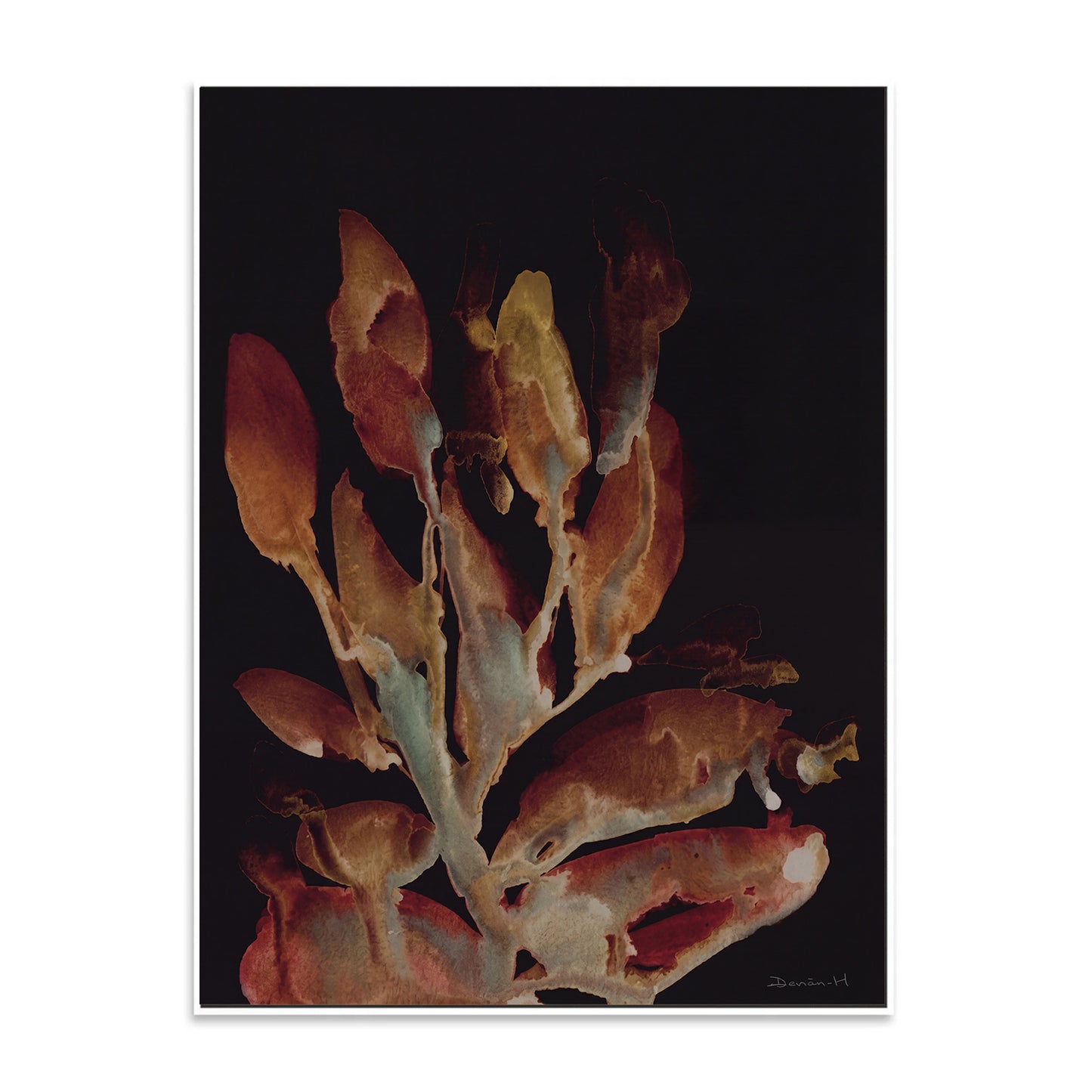 Dark Botanical Canvas Print, Moody Floral Wall Art Decor-AB468