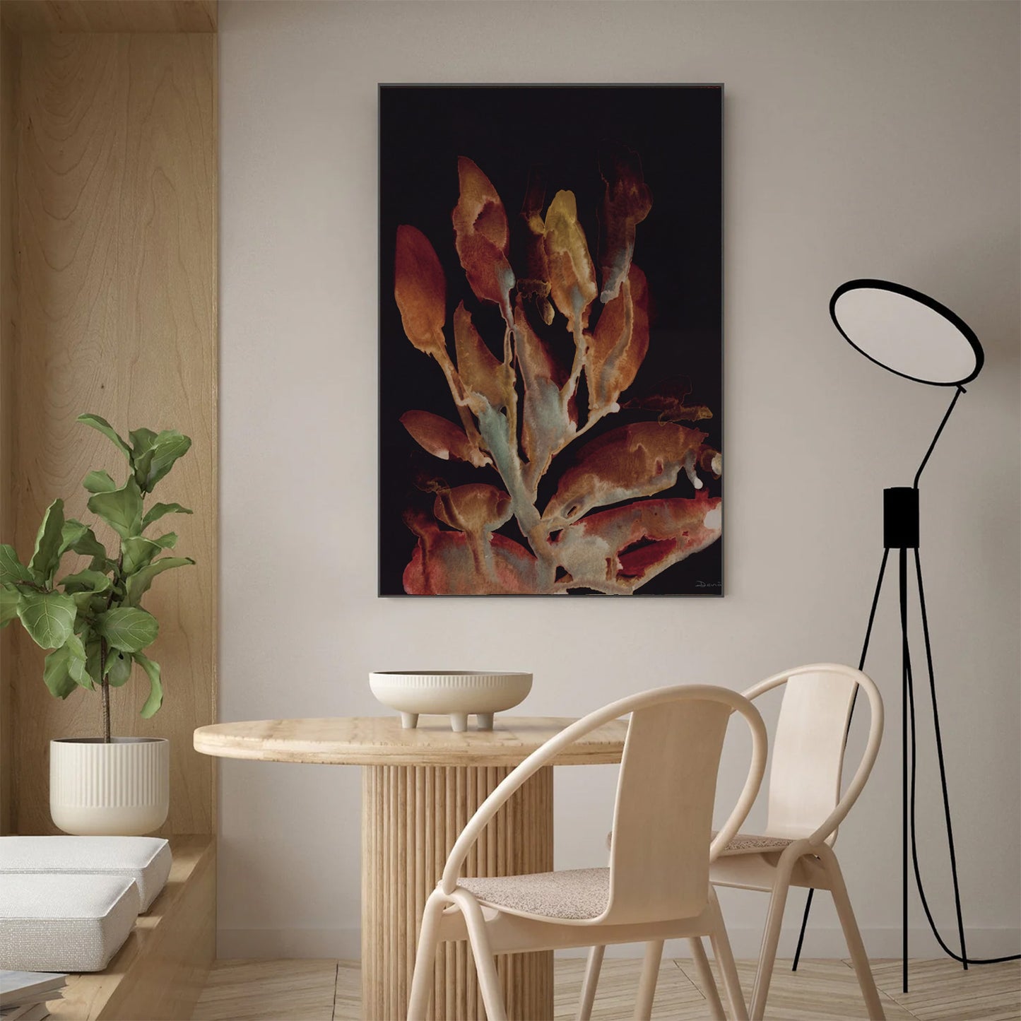 Dark Botanical Canvas Print, Moody Floral Wall Art Decor-AB468