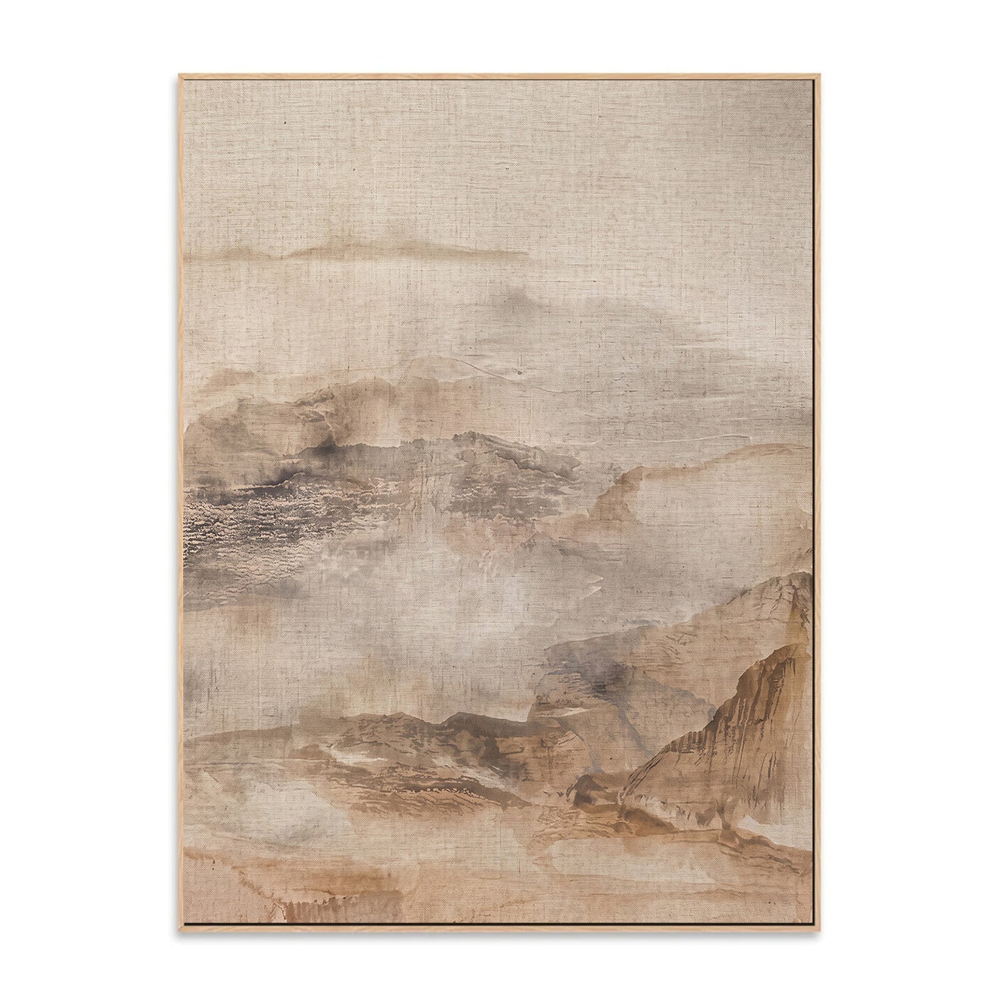 Neutral Abstract Landscape Canvas Print, Beige Mountain Wall Art-AB466