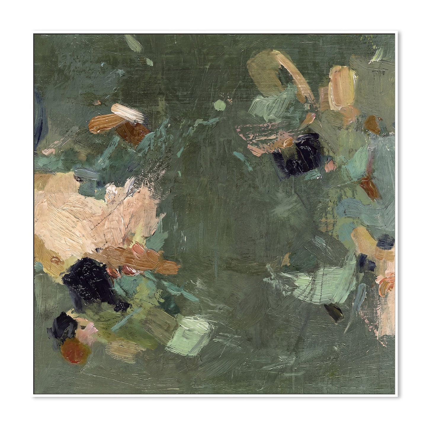 Green Abstract Canvas Wall Art, Modern Sage Green Printing-AB464