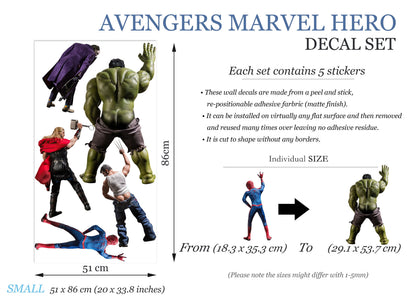 Avengers Marvel Super Heroes Pee Wall Decal - Hulk Spiderman Wolverine Thor Joker