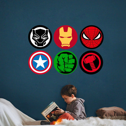 Super heroes Avengers LOGOS Spiderman Ironman Wall Decal - Boy's Room Gift