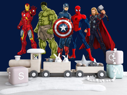 Standing Superhero Avengers Wall Decal - Spiderman Captain America Hulk Iron Man - Boy Bedroom Decor