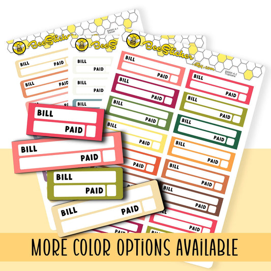 Bill Tracker Stickers | Choose from 2 sizes, 2 shapes and multiple colors | Planner Stickers | BX005