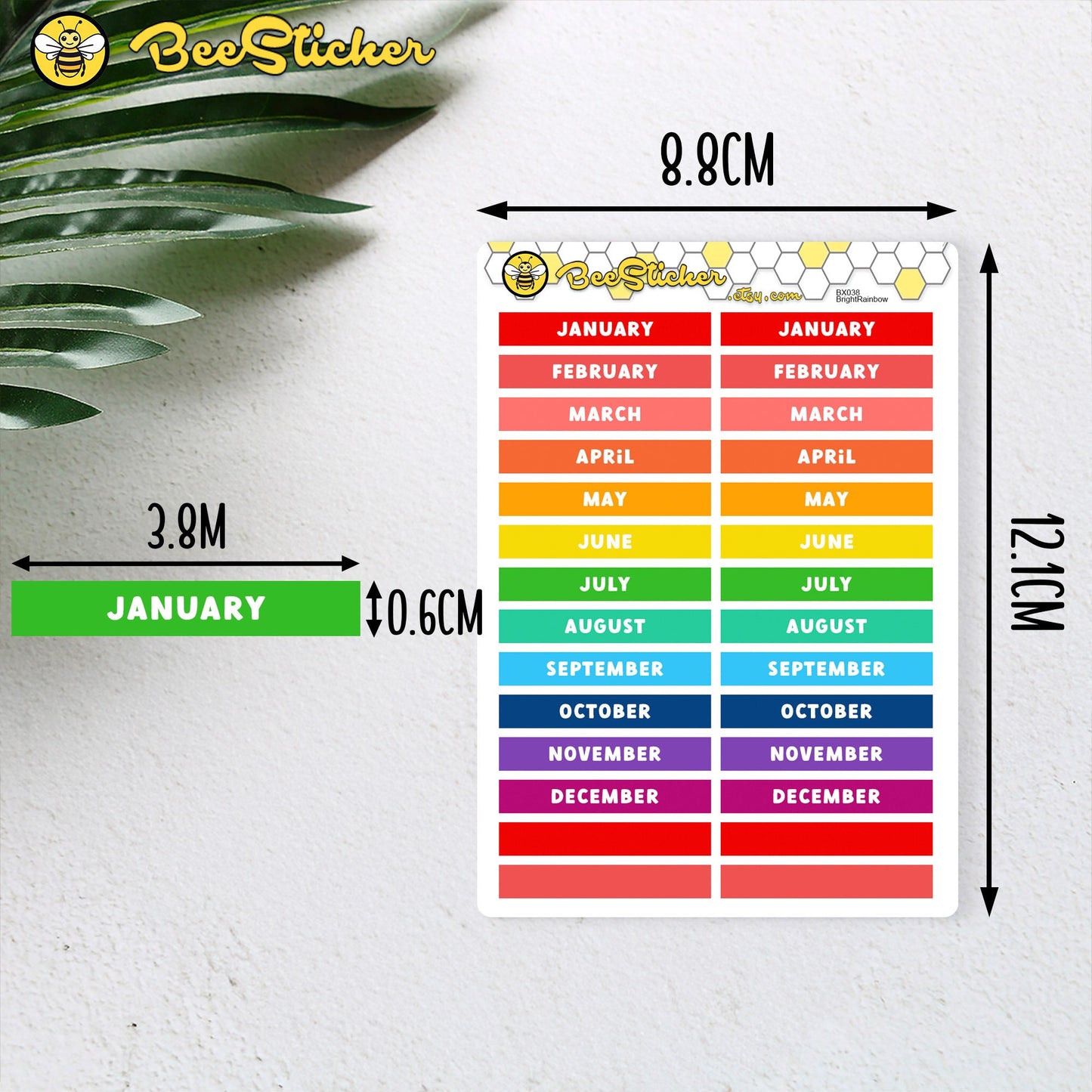 Month Header Stickers | Choose from multiple colors | Planner Stickers | BX038