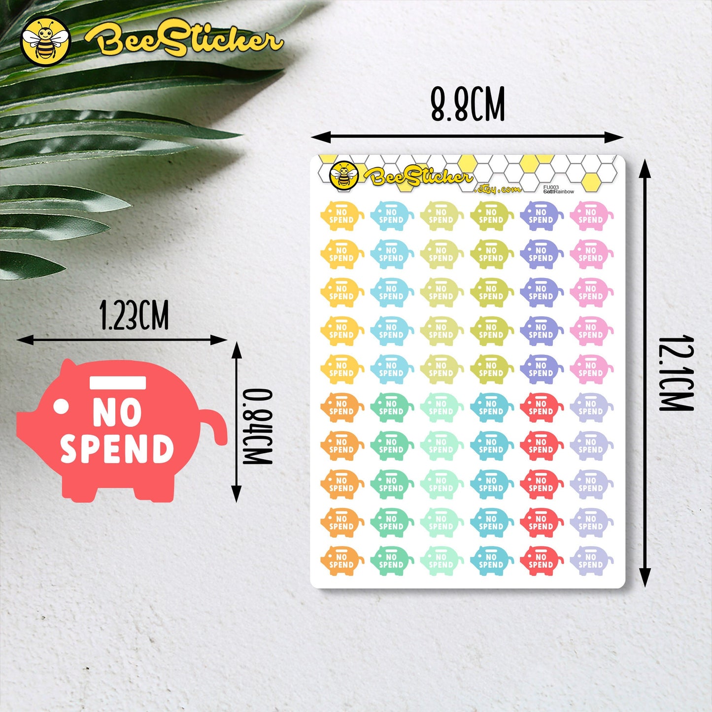 No Spend Piggy Bank Stickers | Choose from multiple colors | Planner Stickers | FU003