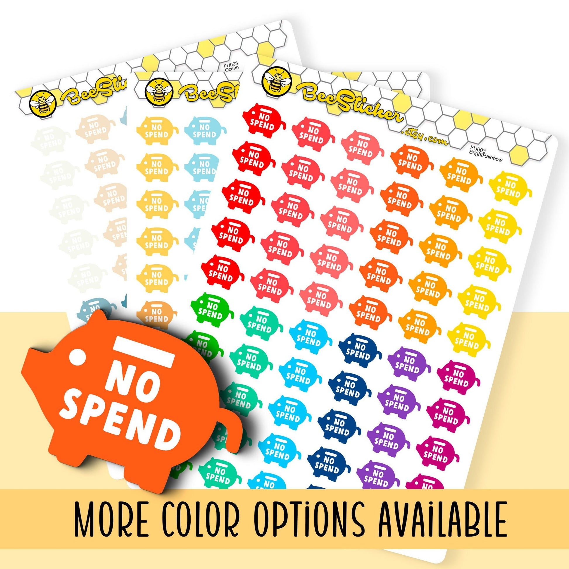 No Spend Piggy Bank Stickers | Choose from multiple colors | Planner Stickers | FU003