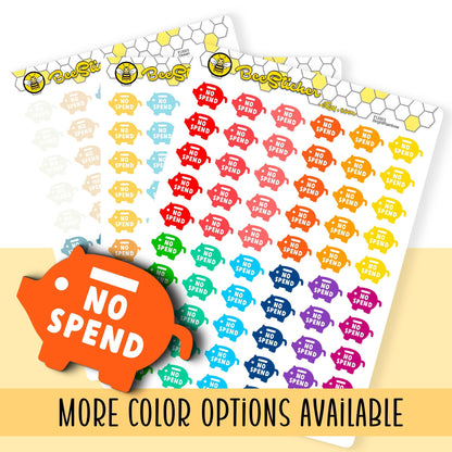 No Spend Piggy Bank Stickers | Choose from multiple colors | Planner Stickers | FU003
