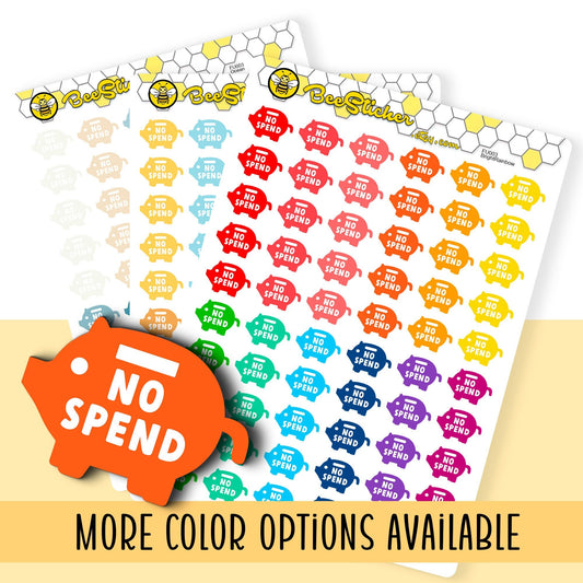 No Spend Piggy Bank Stickers | Choose from multiple colors | Planner Stickers | FU003