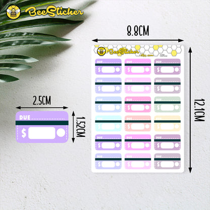 Credit Card Bill Due Stickers