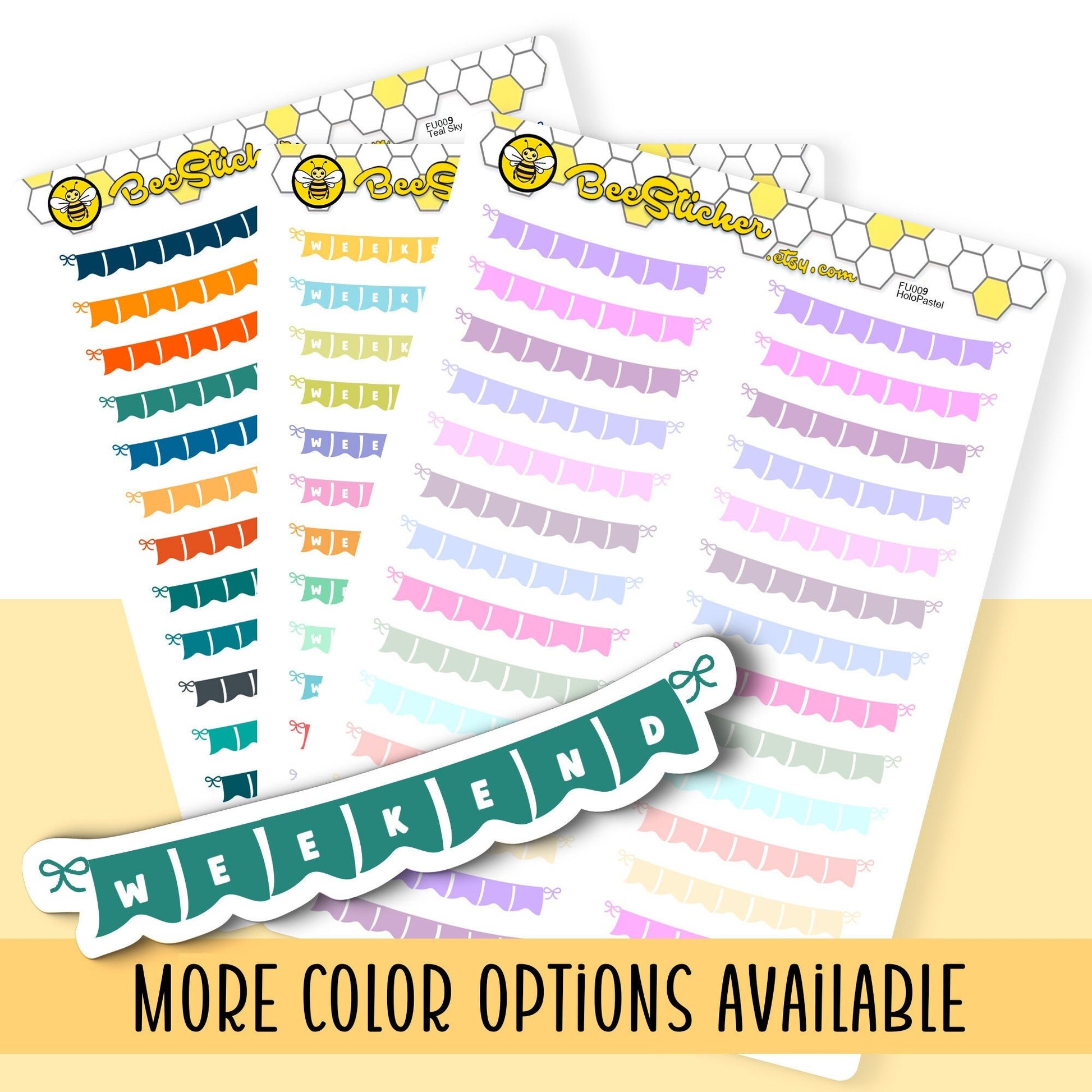 Mini Banner & Weekend Stickers | Choose from multiple colors | Planner Stickers | FU009