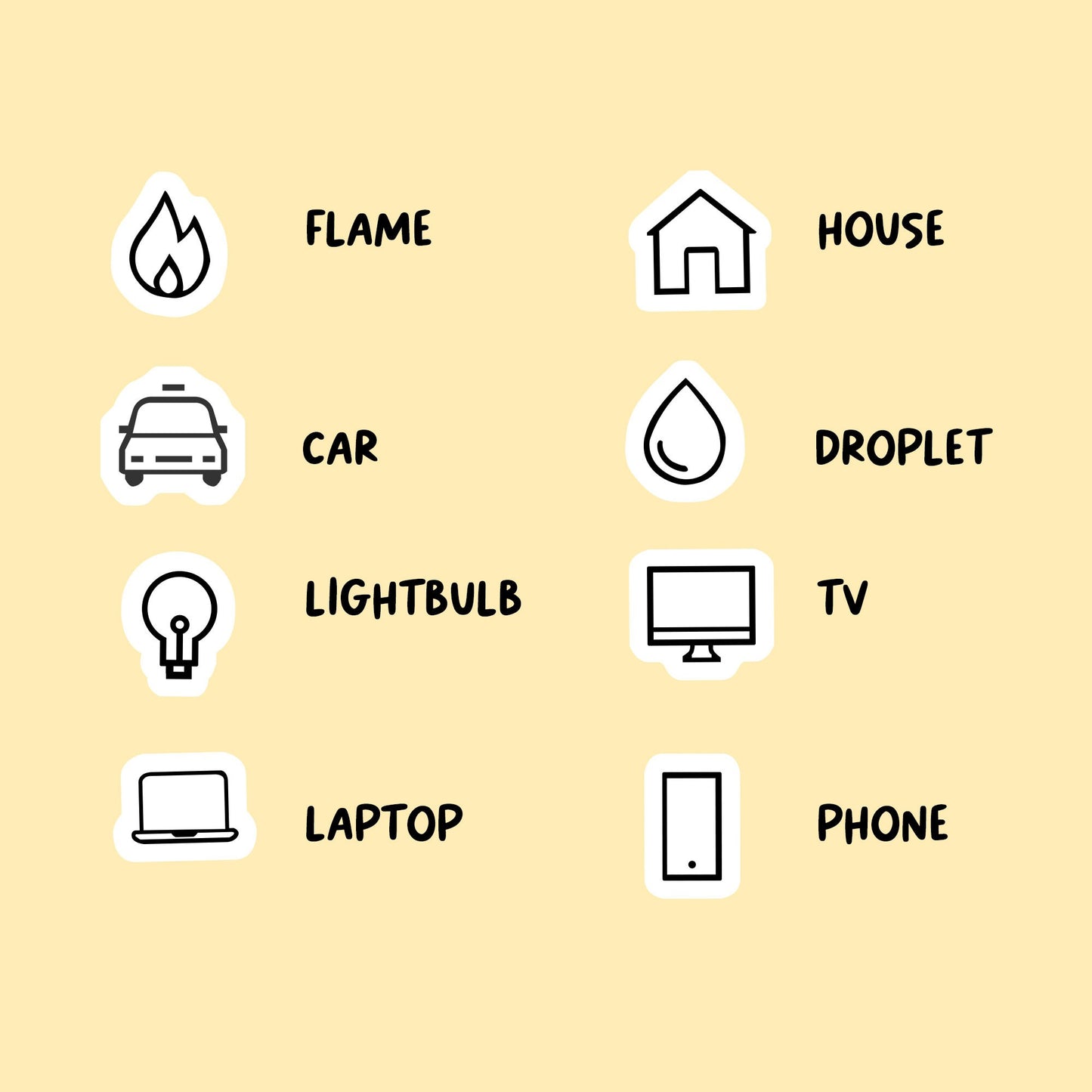 Utility Bill Mix Icon Stickers | Choose from 8 shapes and multiple colors | Planner Stickers | ICM001