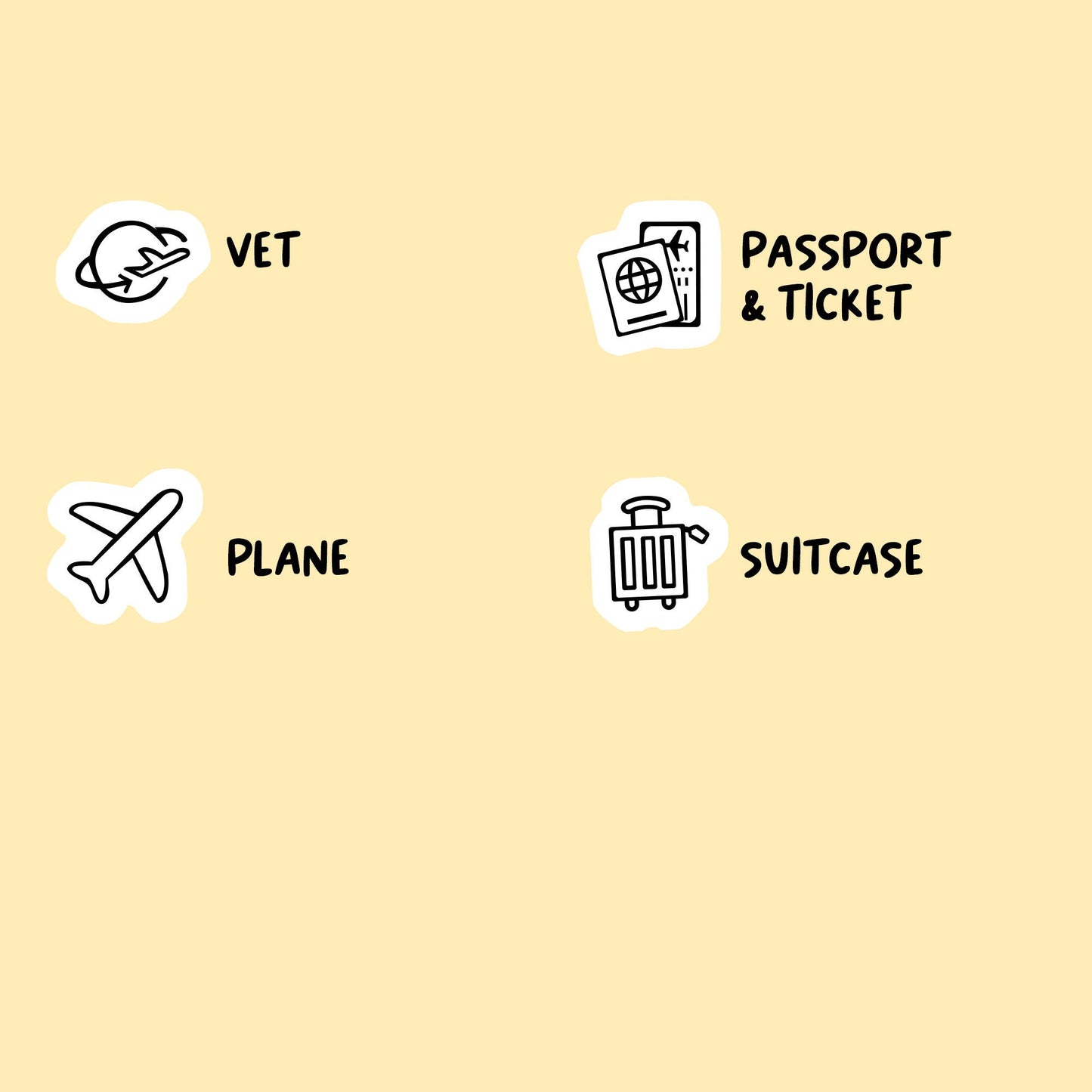 Plane Travel Mix Icon Stickers