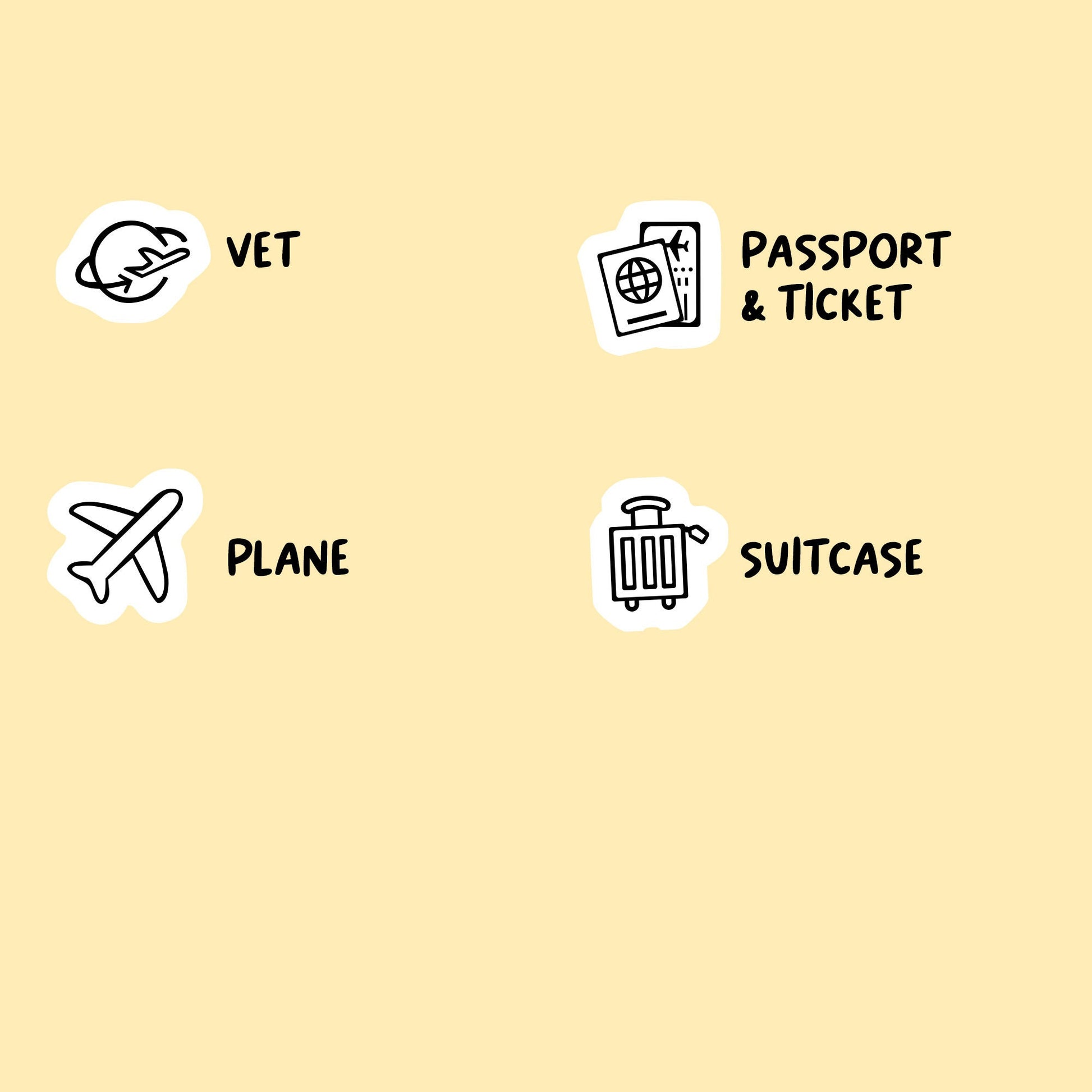 Plane Travel Mix Icon Stickers