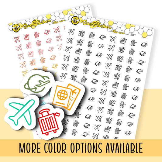 Plane Travel Mix Icon Stickers